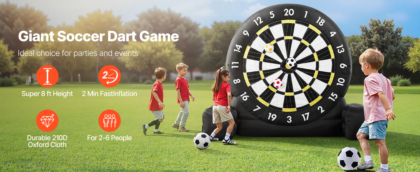 Giant Inflatable Soccer Dart Board Game with Balls & Pump
