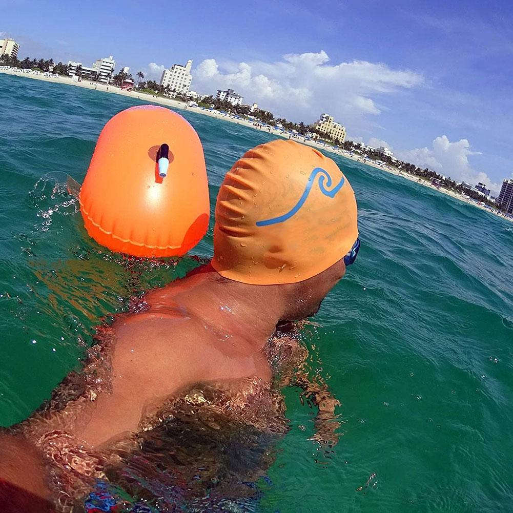 Inflatable Swim Buoy for Open Water Safety-orange