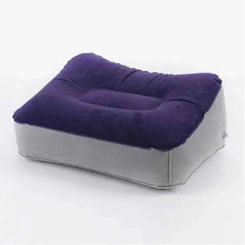 Inflatable Travel Footrest Pillow for Planes, Cars & Kids Comfort-3 layer-Blue
