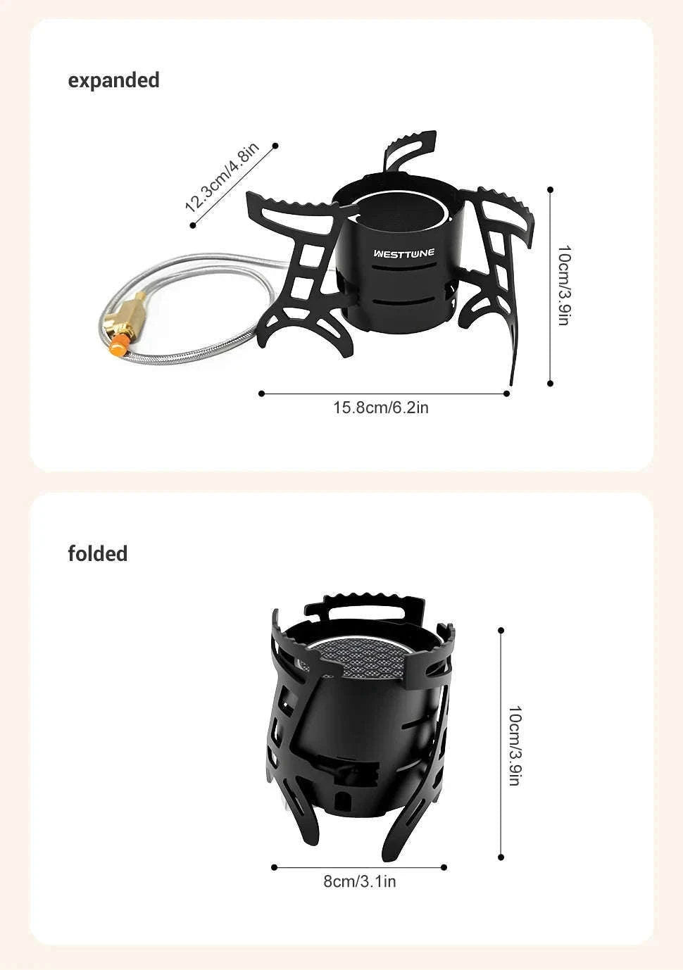 Infrared Camping Stove 2600W Windproof Gas Burner-Black