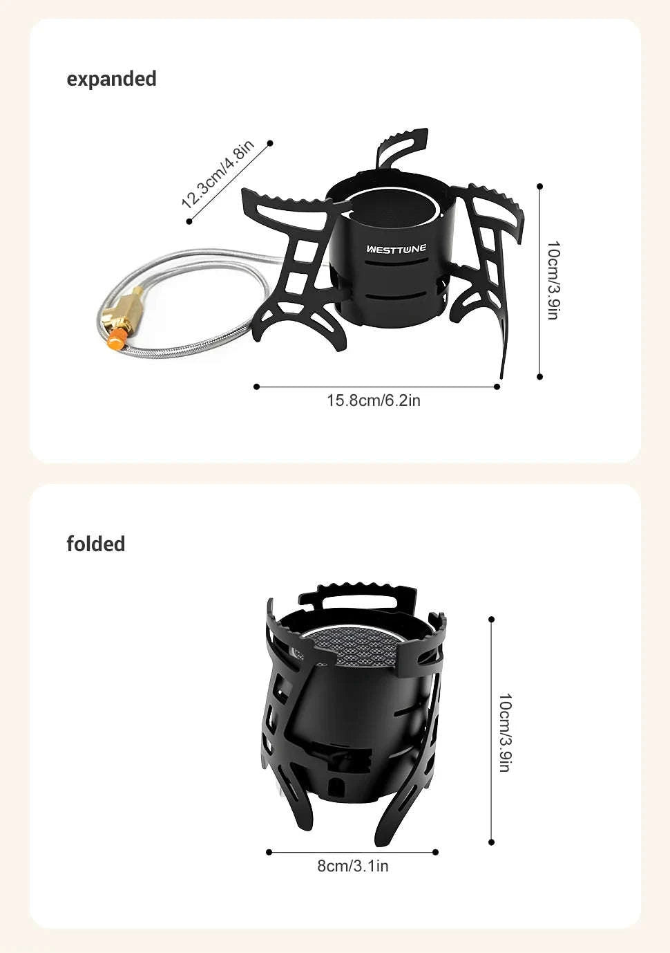 Infrared Camping Stove 2600W Windproof Gas Burner-Black