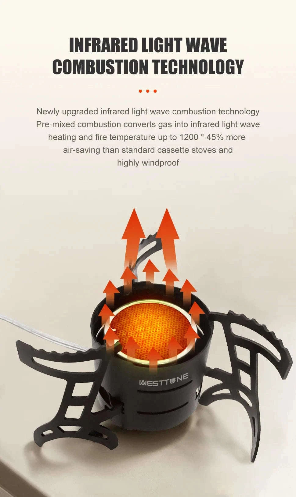 Infrared Camping Stove 2600W Windproof Gas Burner-Black