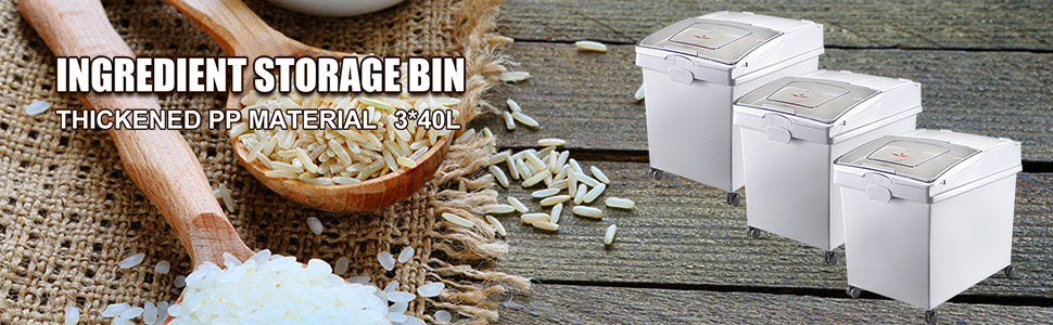 Large Capacity Ingredient Storage Bin with Wheels & Scoop