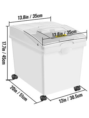 Large Capacity Ingredient Storage Bin with Wheels & Scoop