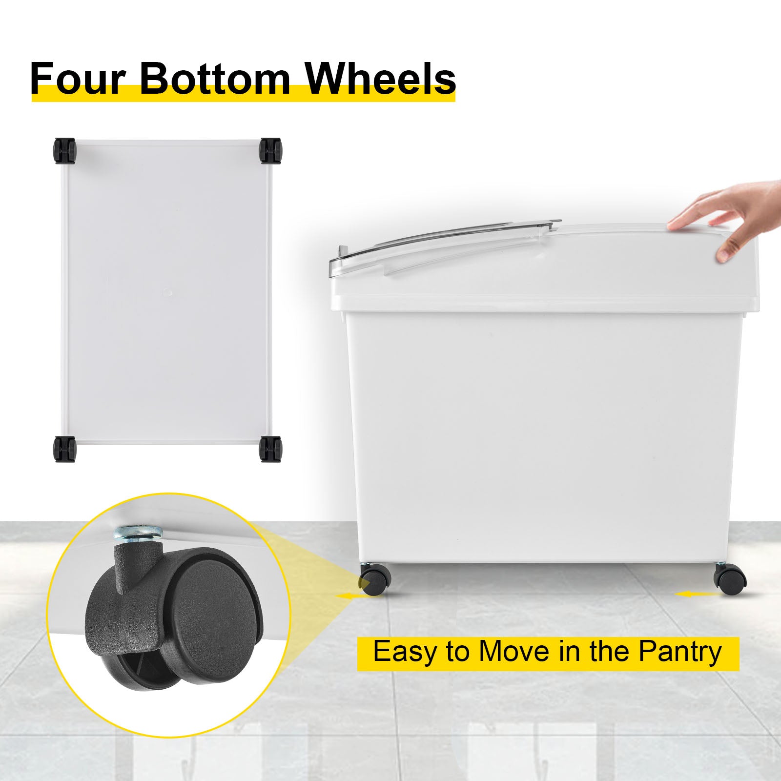 Large Capacity Ingredient Storage Bin with Wheels & Scoop
