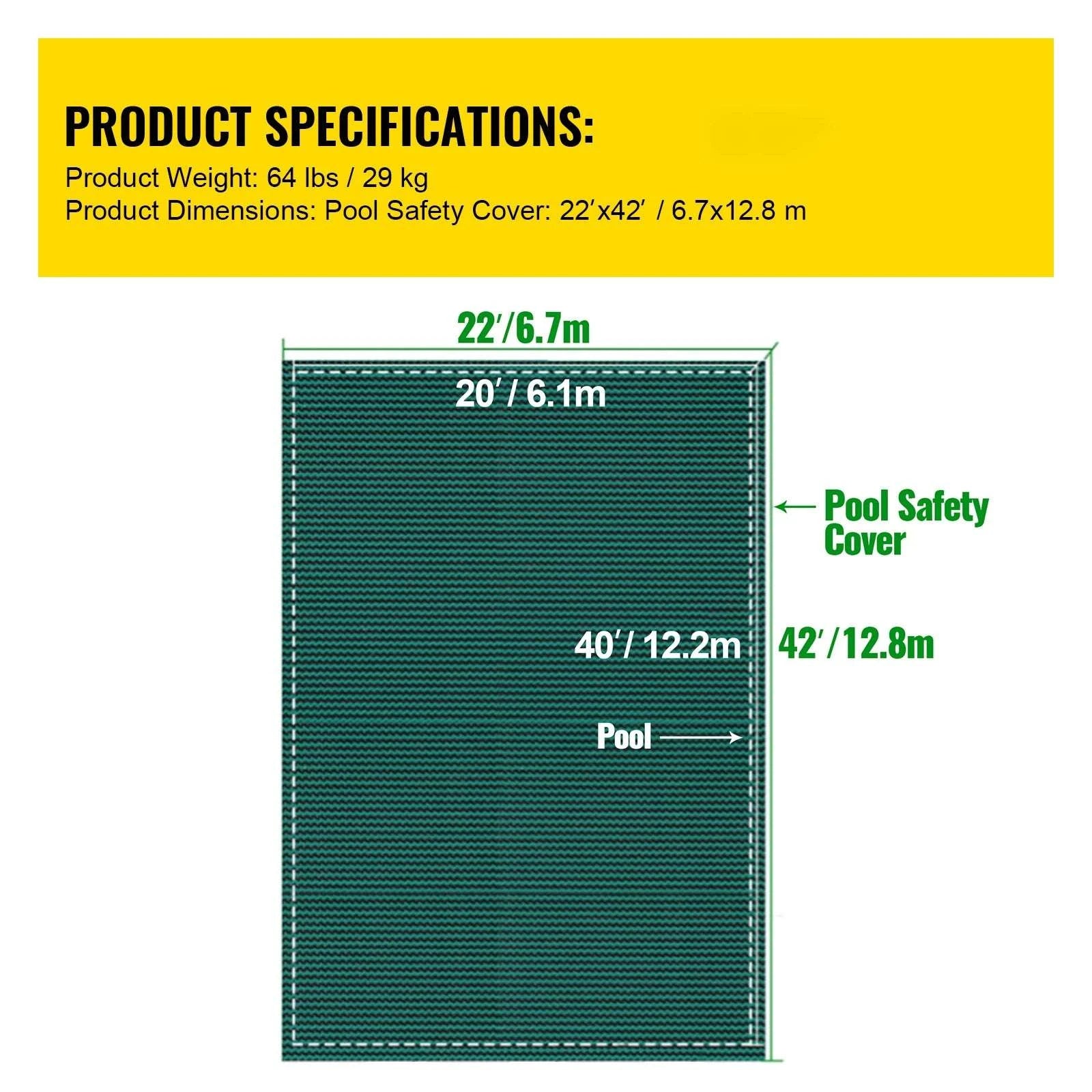 Inground Pool Safety Cover 16x28 ft Mesh Winter Protection-For 20x40ft Pool / france
