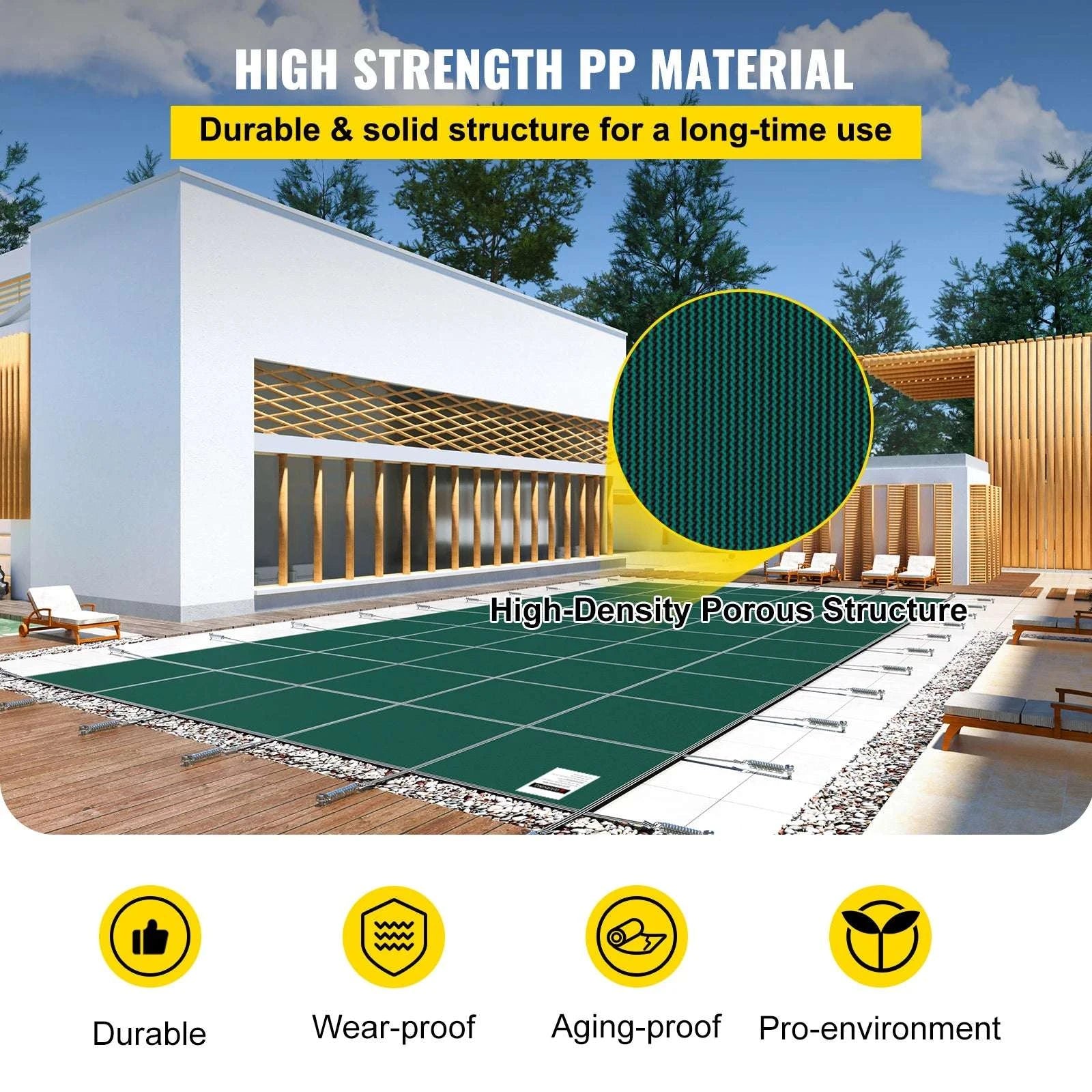 Inground Pool Safety Cover 16x28 ft Mesh Winter Protection-For 20x40ft Pool / france