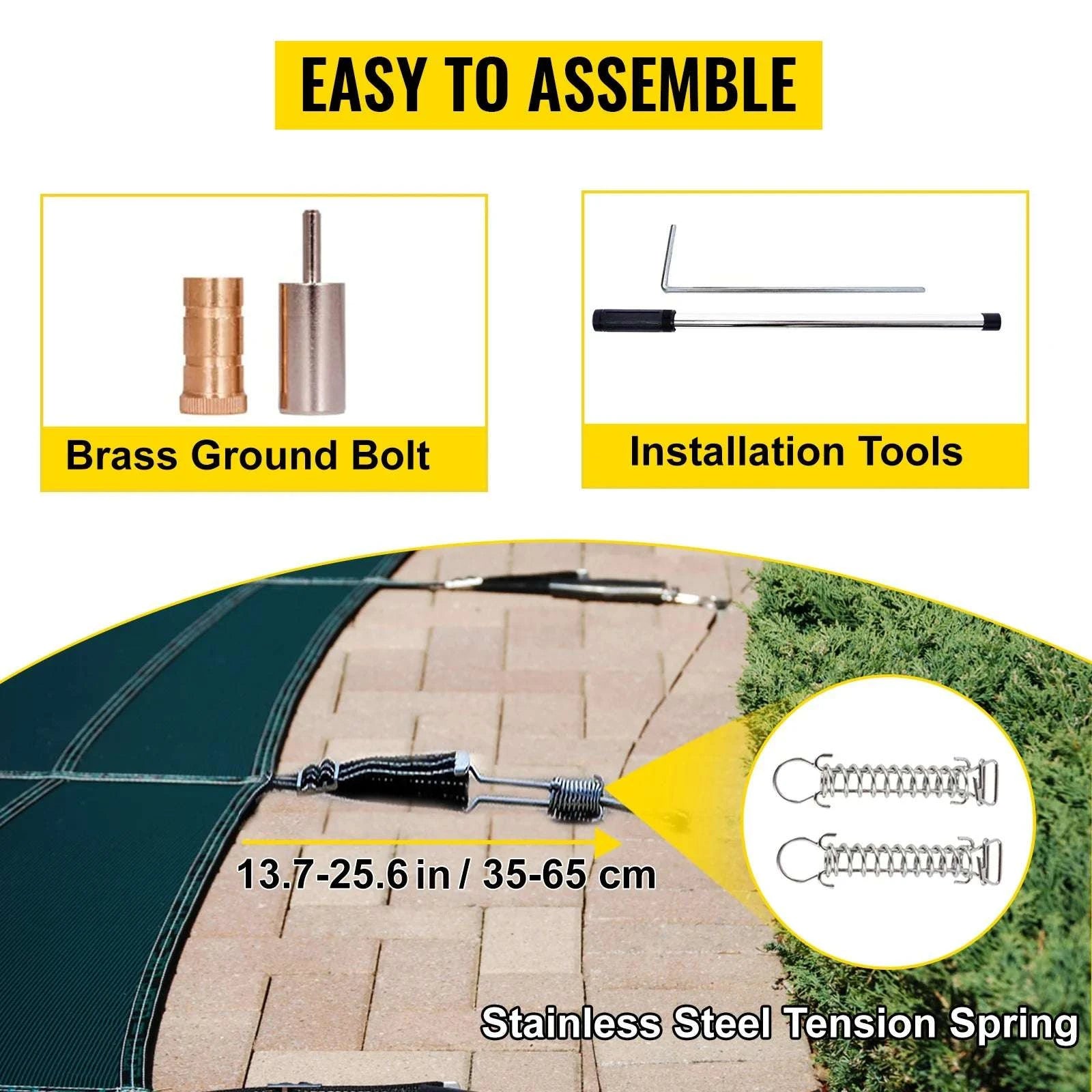 Inground Pool Safety Cover with Mesh Drain & Secure Anchors-20 x 40 ft / United States