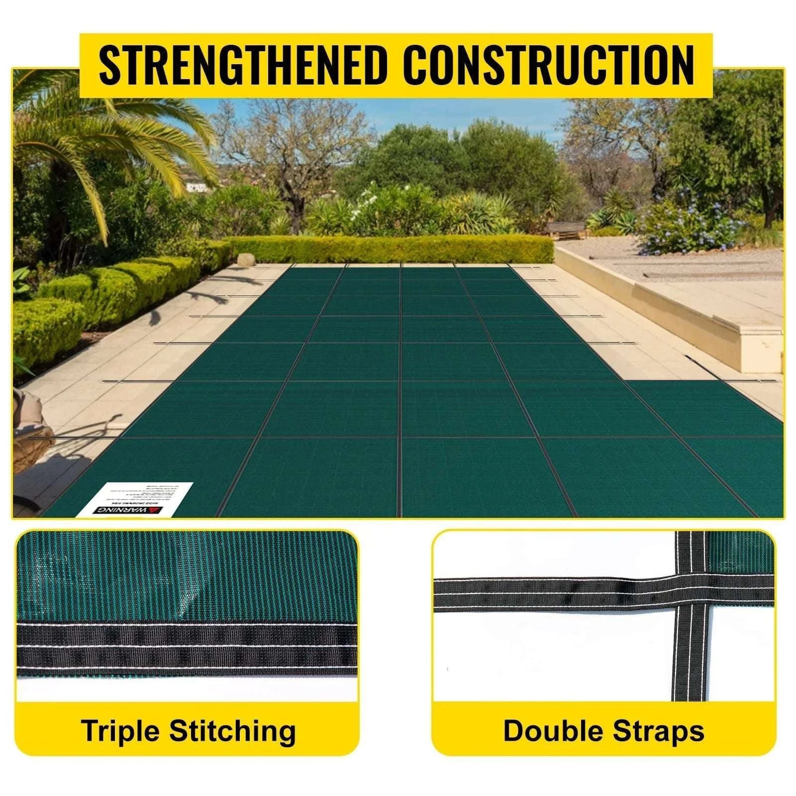 Inground Pool Safety Cover with Mesh Drain & Secure Anchors-20 x 40 ft / United States