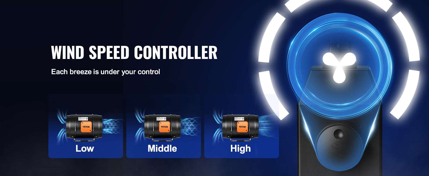 Inline Duct Fan with Temp & Humidity Control for Ventilation-AC 8in / United States