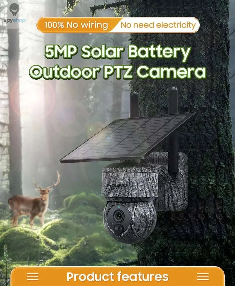 INQMEGA Solar PTZ Security Camera – 5MP Wireless, Night Vision, 4G/WiFi-5MP WIFI 128GB / Saudi Arabia