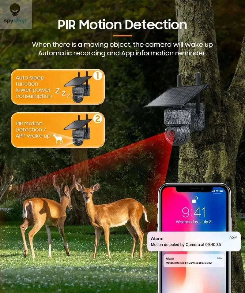 INQMEGA Solar PTZ Security Camera 5MP Wireless Night Vision-5MP WIFI 128GB / Saudi Arabia