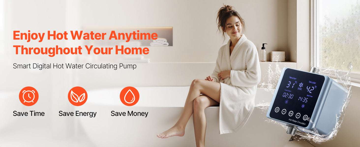 Instant Hot Water Recirculating Pump Kit with Digital Timer & Thermostat-4 GPM / United States