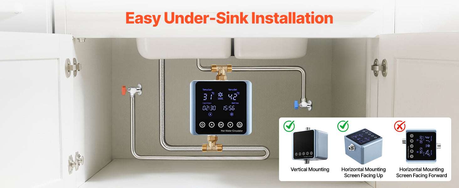 Instant Hot Water Recirculating Pump Kit with Digital Timer & Thermostat-4 GPM / United States