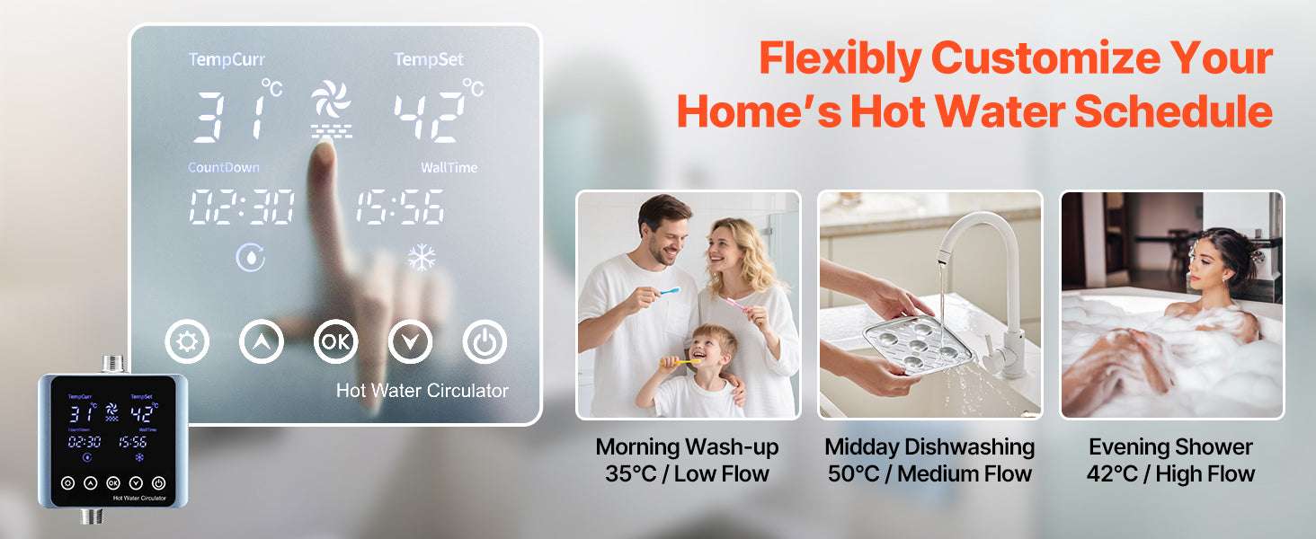 Instant Hot Water Recirculating Pump Kit with Digital Timer & Thermostat-4 GPM / United States