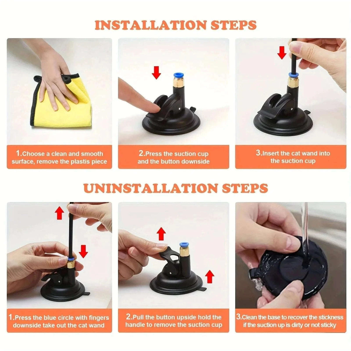 Interactive Cat Toy Teaser with Bell & Feather Wand-Black Enhanced