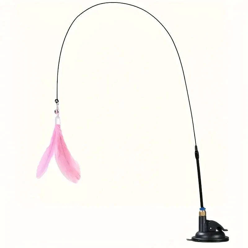Interactive Cat Toy Teaser with Bell & Feather Wand-Black Enhanced