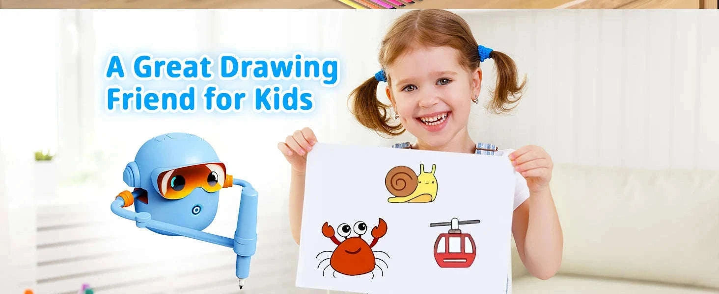 Interactive Drawing Robot for Kids with 100 Cards and Pens-Pink