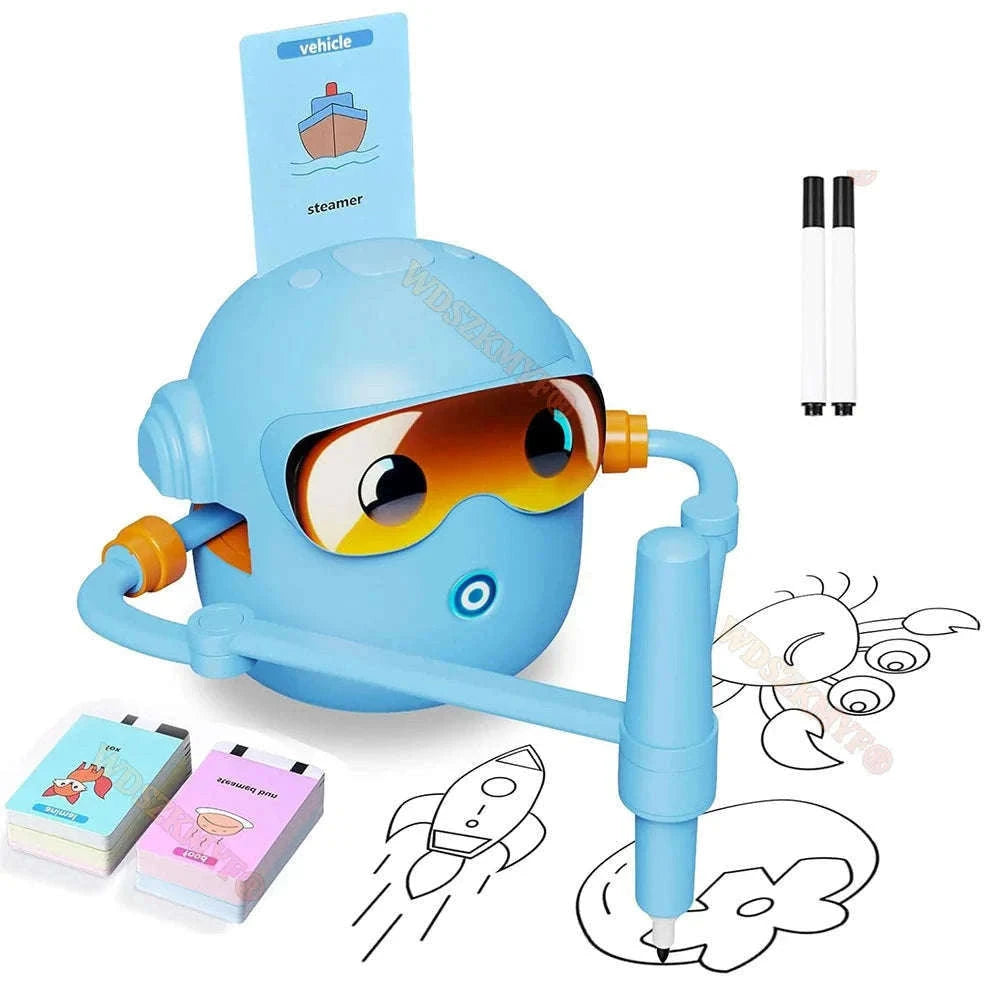 Interactive Drawing Robot for Kids with 100 Cards and Pens-Pink
