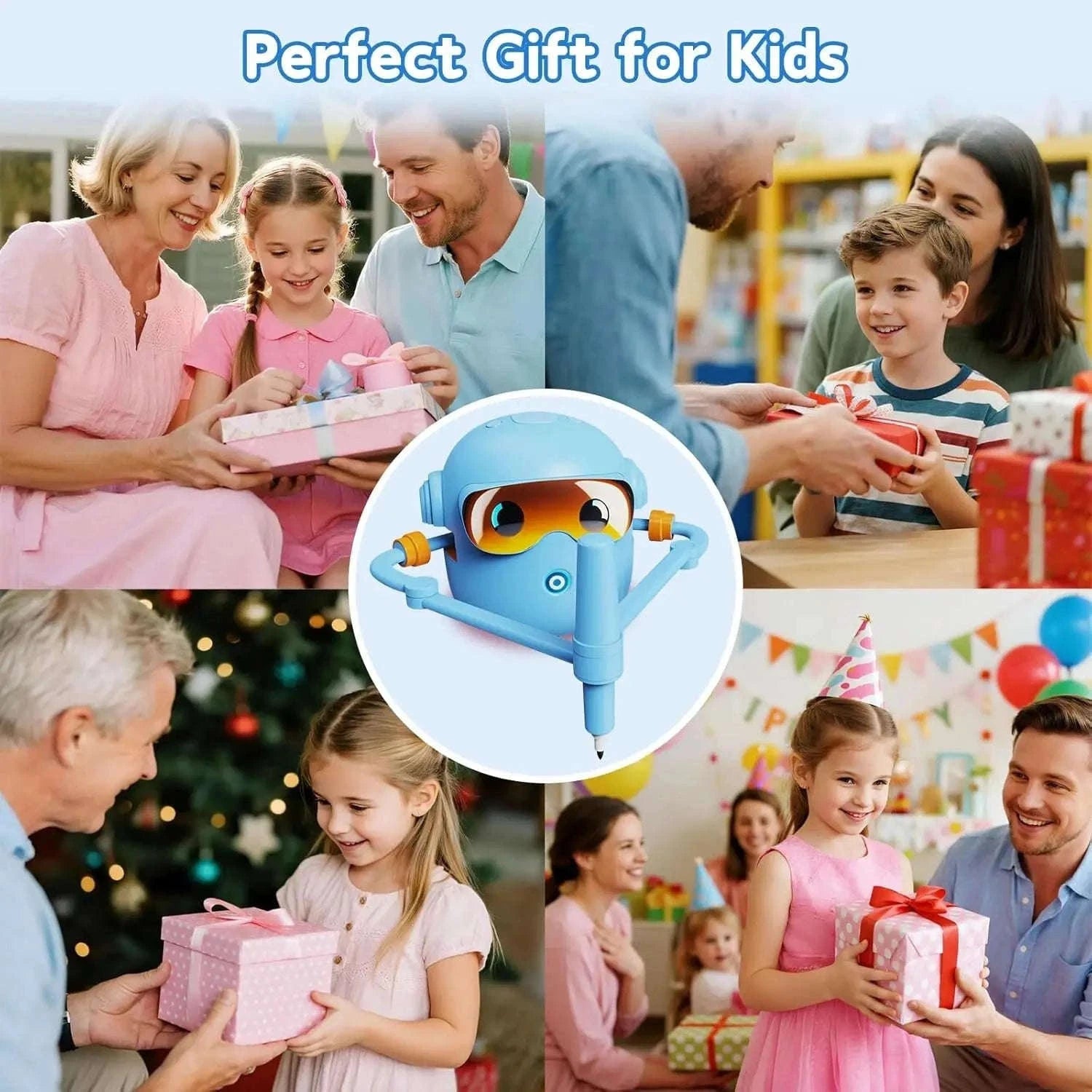 Interactive Drawing Robot for Kids with 100 Cards and Pens-Pink