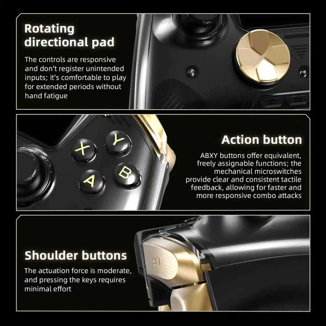 Interactive Screen Wireless Gaming Controller for PC, Steam, Linux, Android, Switch, iOS-Yellow / United States