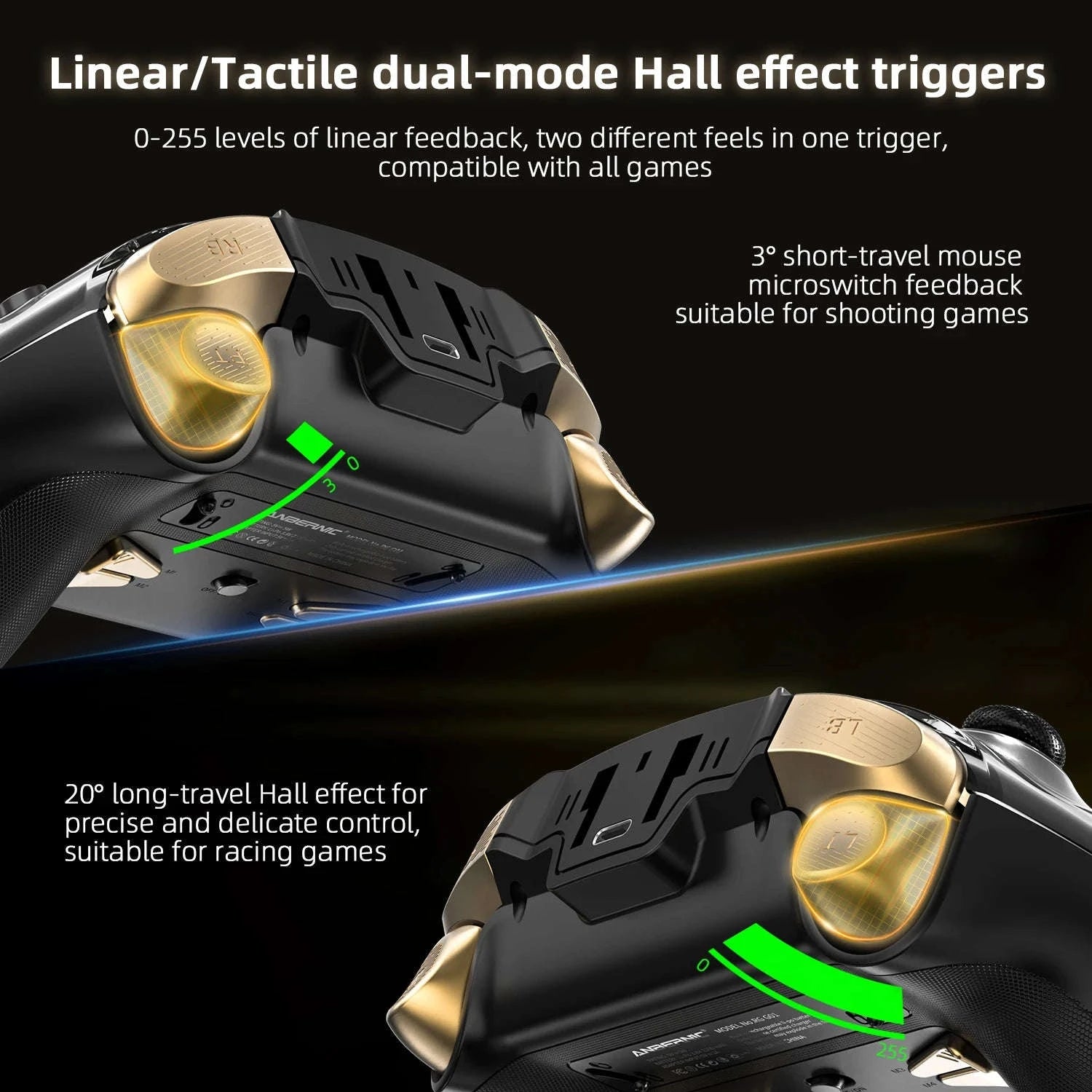 Interactive Screen Wireless Gaming Controller for PC, Steam, Linux, Android, Switch, iOS-Yellow / United States
