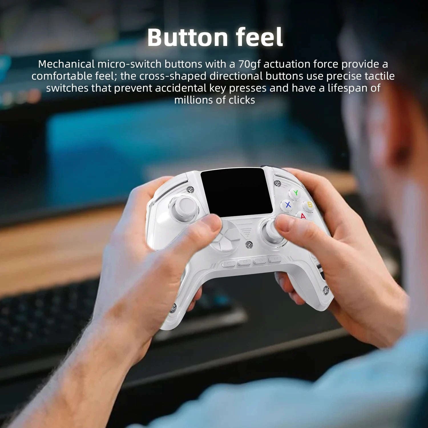 Interactive Screen Wireless Gaming Controller for PC, Steam, Linux, Android, Switch, iOS-Yellow / United States