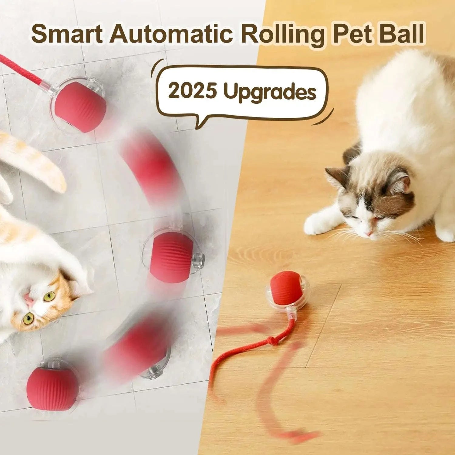 Interactive Smart Cat Toy Ball-Red Plush Ball / New Version