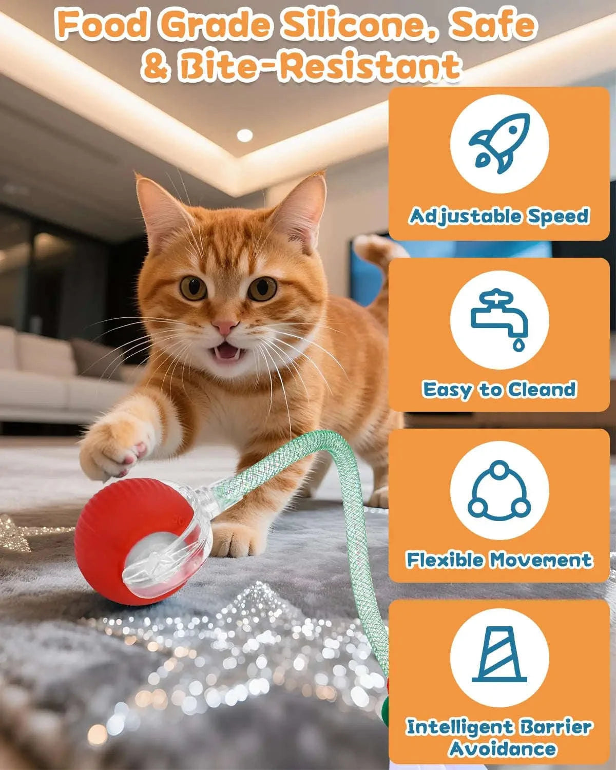 Interactive Smart Cat Toy Ball-Red Plush Ball / New Version