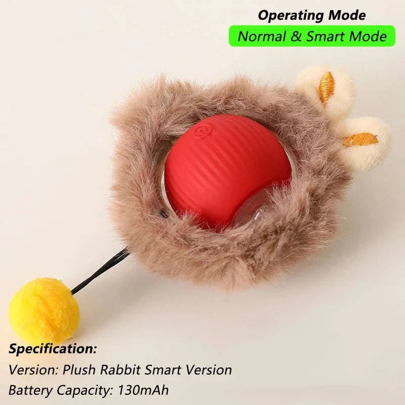 Interactive Smart Cat Toy Ball-Red Plush Ball / New Version