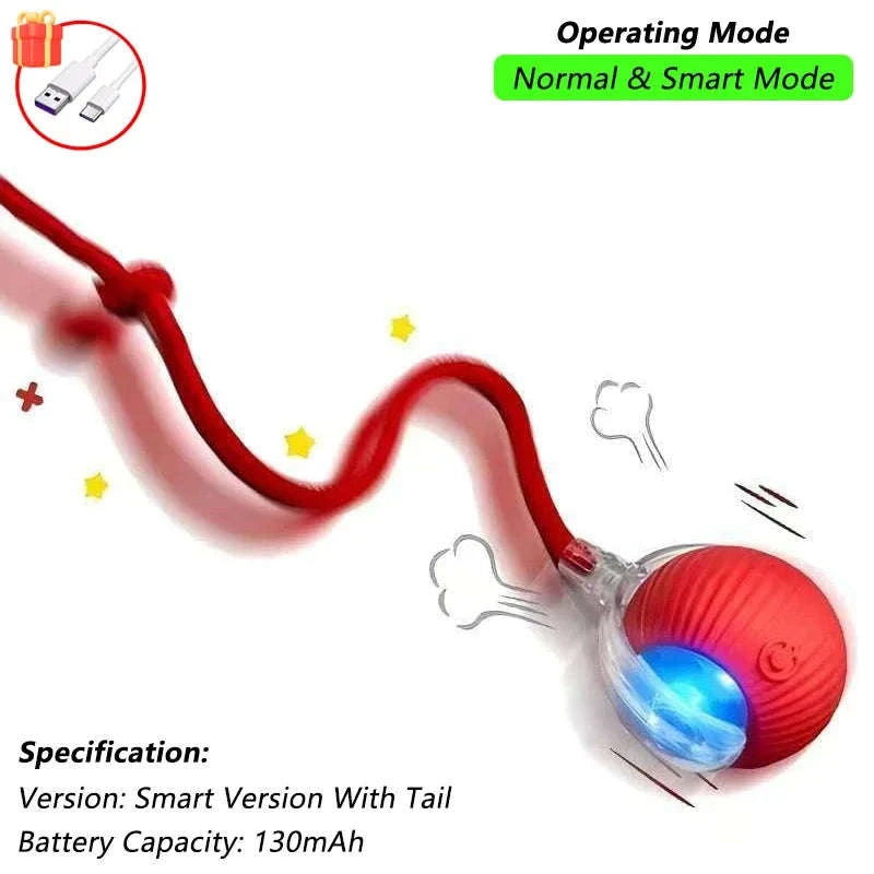 Interactive Smart Cat Toy Ball-Red Plush Ball / New Version