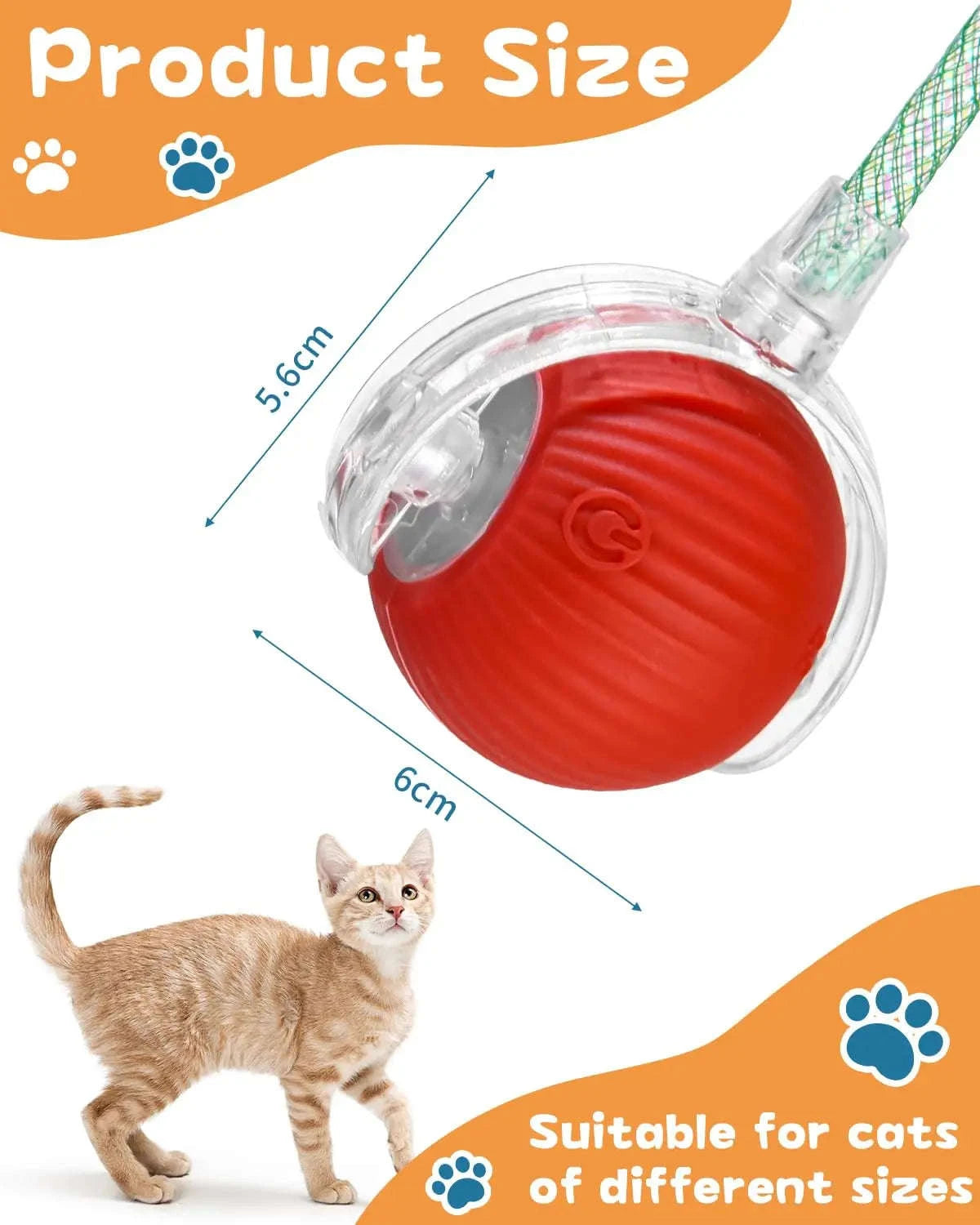 Interactive Smart Cat Toy Ball-Red Plush Ball / New Version
