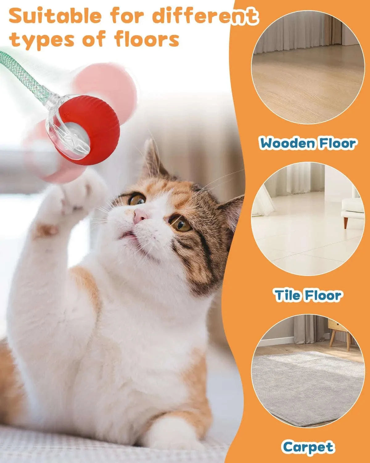Interactive Smart Cat Toy Ball-Red Plush Ball / New Version