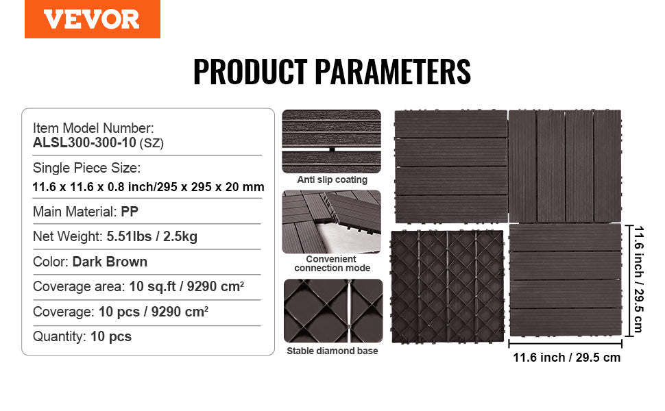 Interlocking Deck Tiles Waterproof Outdoor Flooring for Patio and Poolside