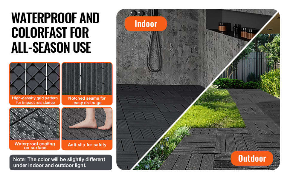 Interlocking Deck Tiles Waterproof Outdoor Flooring for Patio and Poolside-54pcs Dark Brown / United States