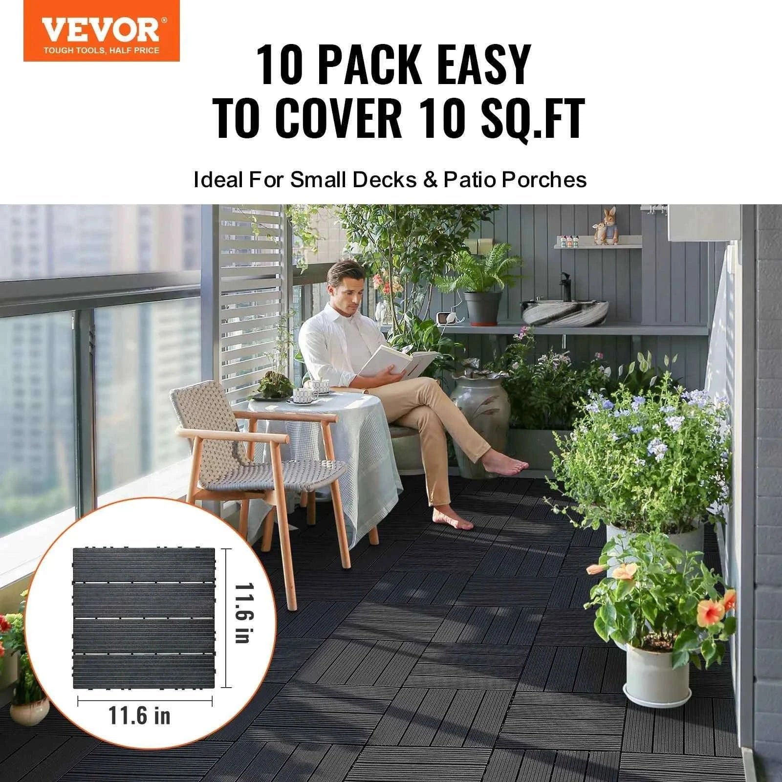 Interlocking Deck Tiles Waterproof Outdoor Flooring for Patio and Poolside-54pcs Dark Brown / United States