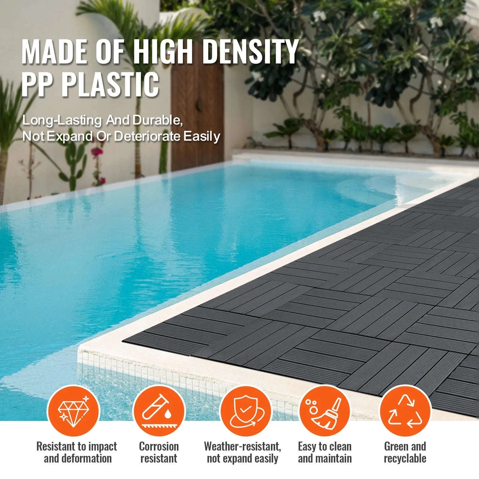 Interlocking Deck Tiles Waterproof Outdoor Flooring for Patio and Poolside-54pcs Dark Brown / United States
