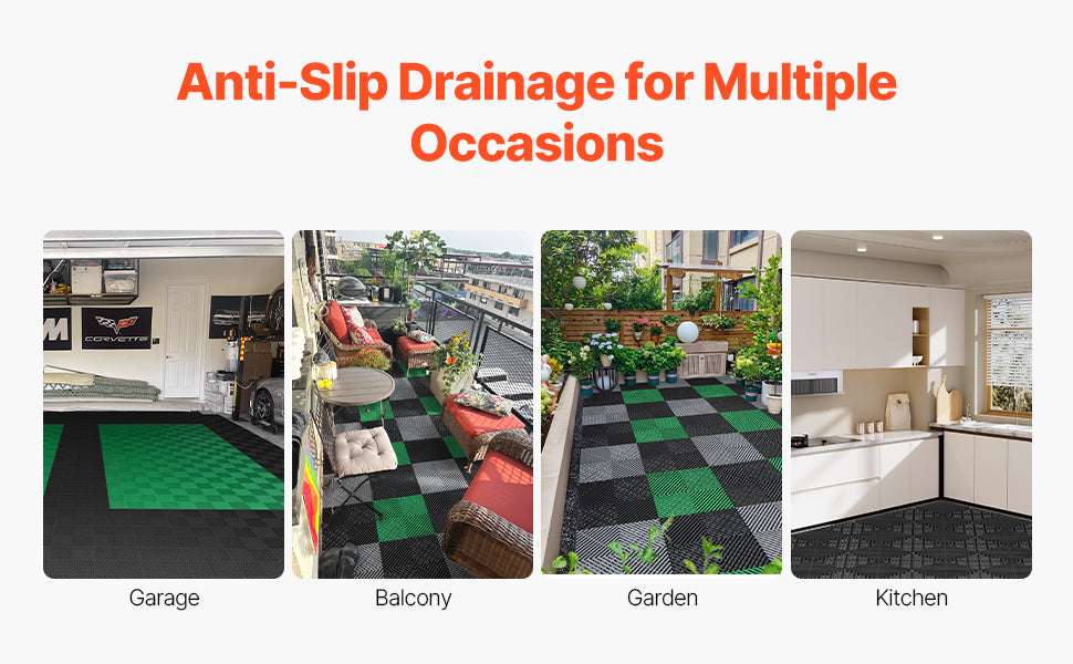 Interlocking Drainage Floor Mats 12x12in Non-Slip Modular Tiles-40 PCS Gray / United States