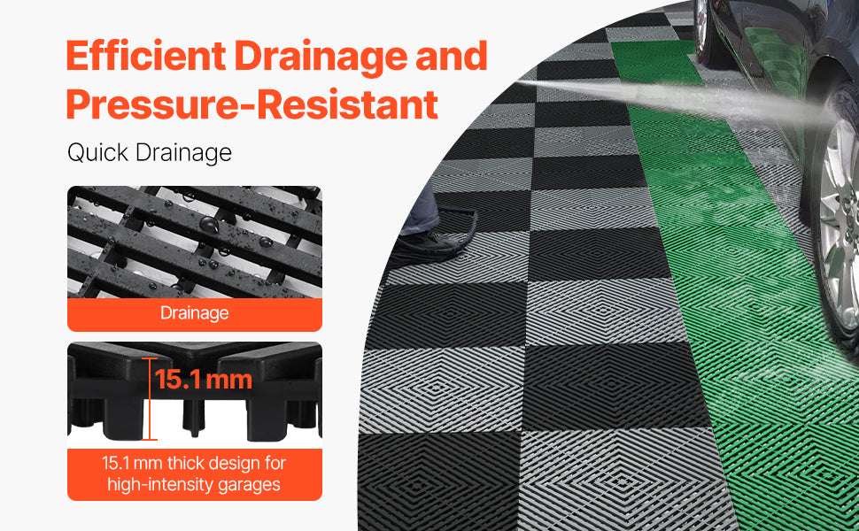 Interlocking Drainage Floor Mats 12x12in Non-Slip Modular Tiles-40 PCS Gray / United States