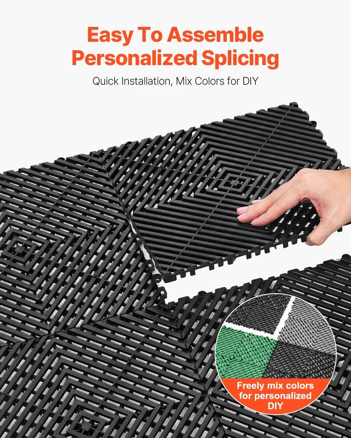 Interlocking Drainage Floor Mats 12x12in Non-Slip Modular Tiles-40 PCS Gray / United States