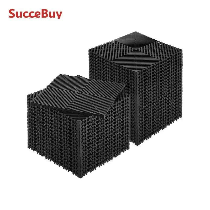 Interlocking Drainage Floor Mats 12x12in Non-Slip Modular Tiles-40 PCS Gray / United States