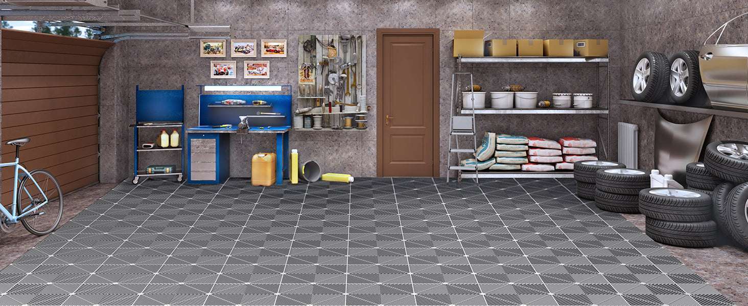Interlocking Drainage Floor Tiles 12x12 Non-Slip Modular Mats-50pcs Black / United States