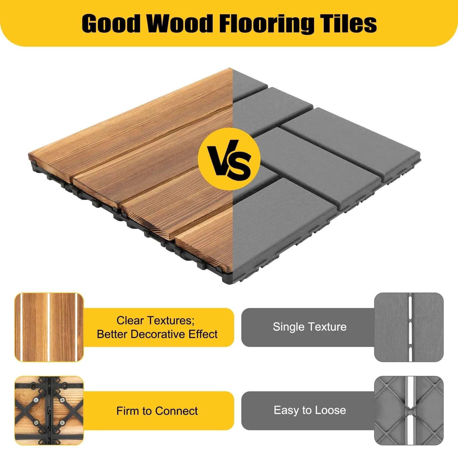 Interlocking Patio Deck Tiles – 36‑Pack Hardwood Flooring Tiles-Brown / GERMANY