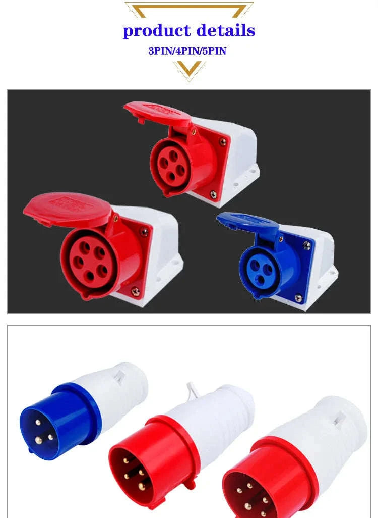 IP44 Industrial Plug and Socket Waterproof Connector-32A 3P