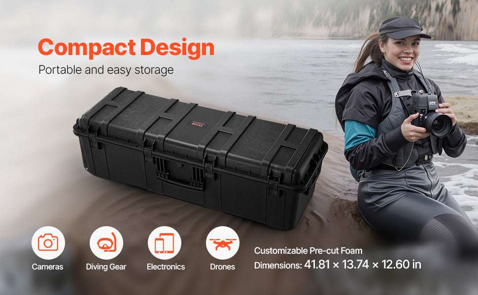IP67 Waterproof Hard Case with Custom Foam & Secure Lock Design-1.6 cu.ft 2 Handles / United States