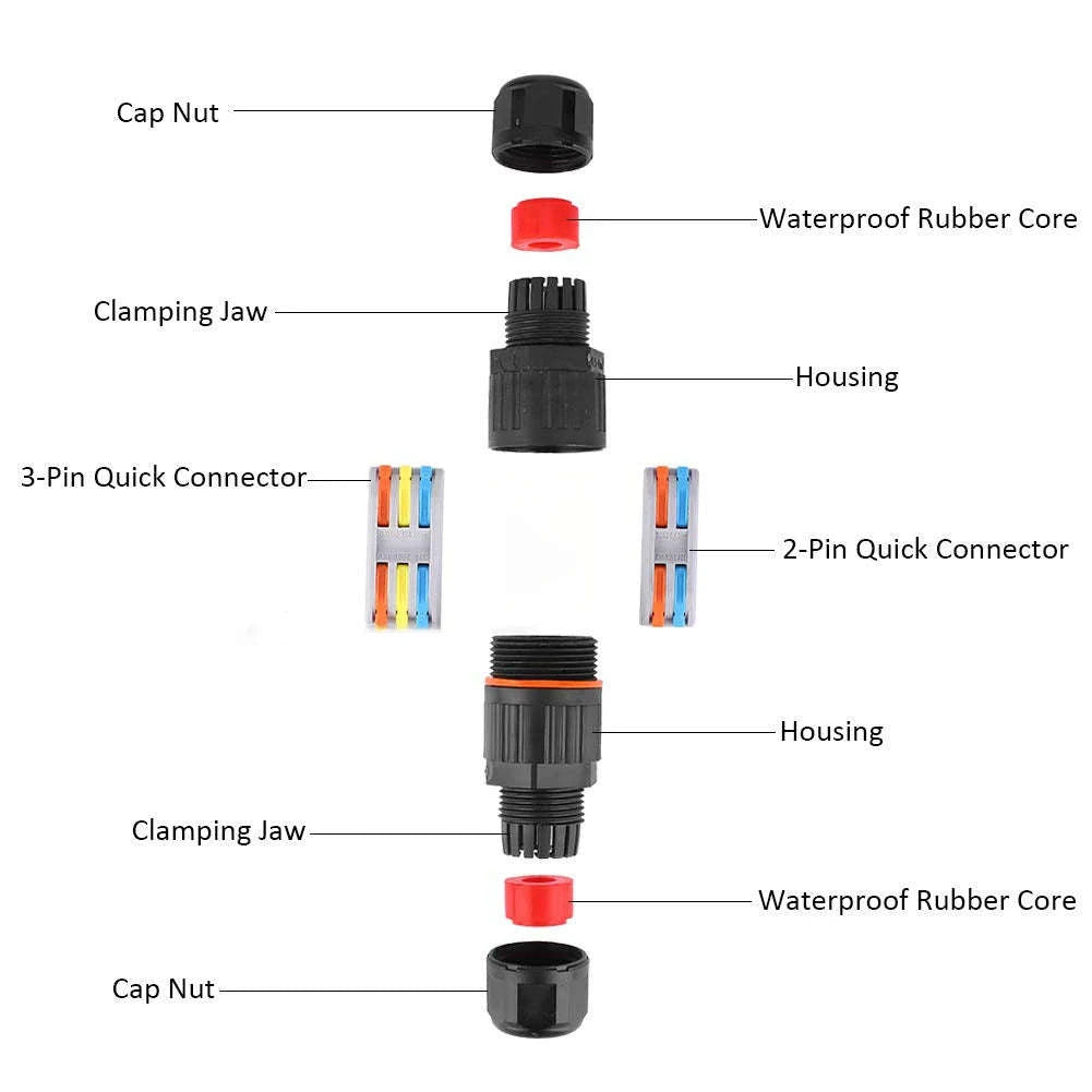 IP68 Waterproof Connector for Outdoor LED Wiring-3B 5PCS