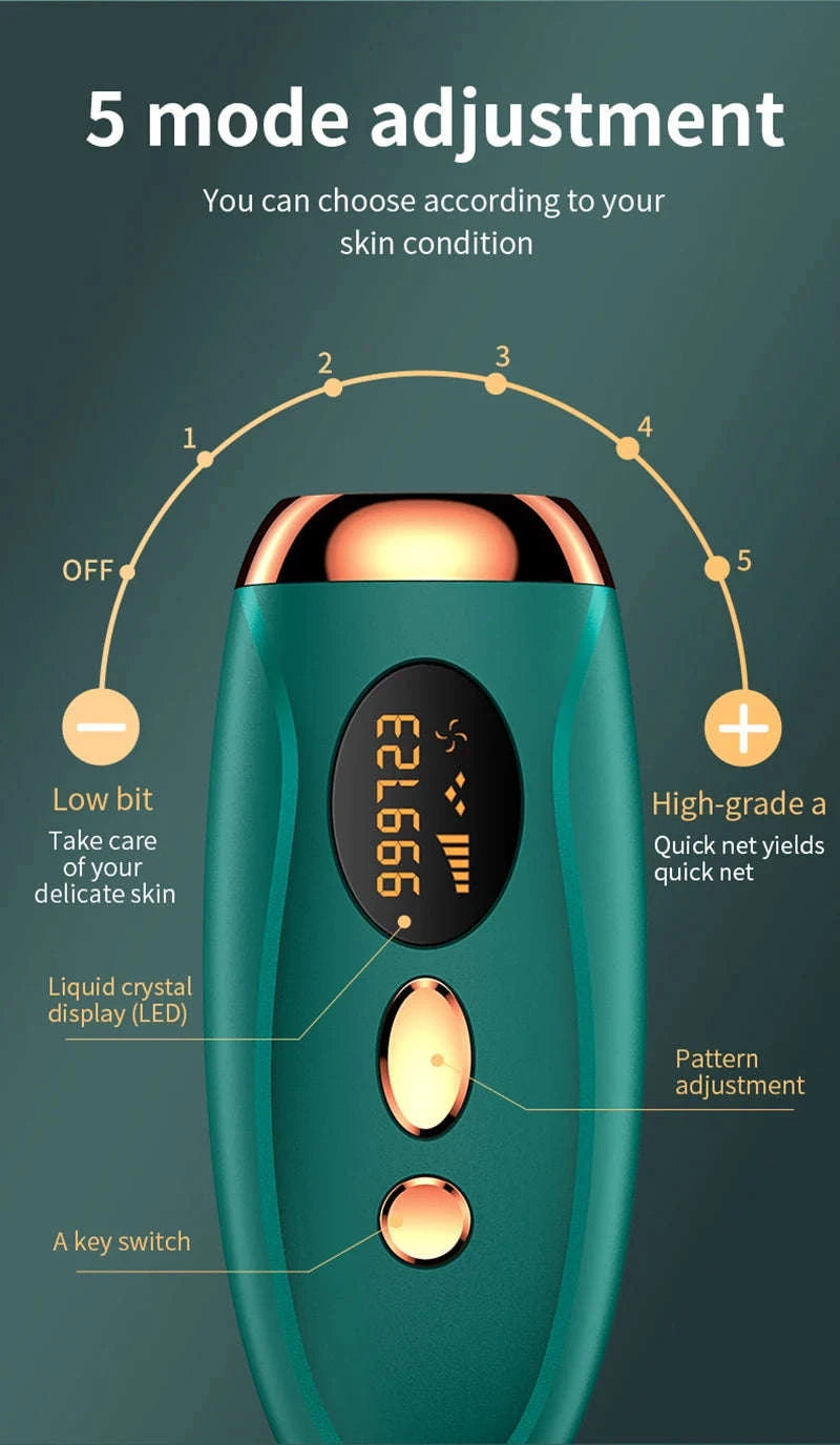 IPL Laser Hair Removal Device for Face, Body & Bikini with LCD Display-green / US Plug