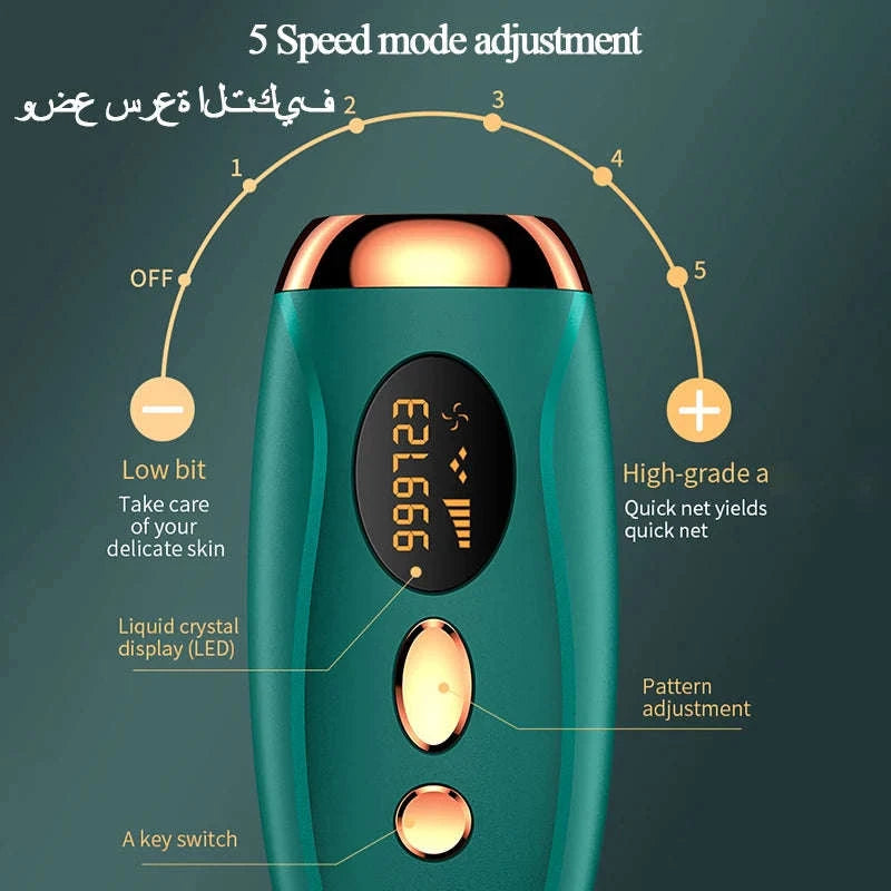 IPL Laser Hair Removal Device for Face, Body & Bikini with LCD Display-green / US Plug