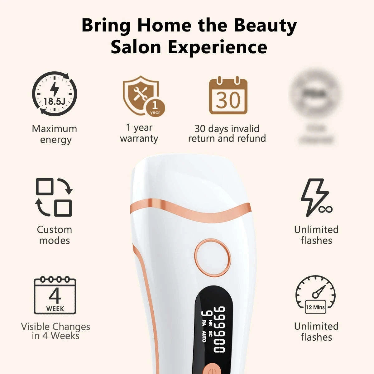 IPL Laser Hair Removal Device with 999,000 Flashes & 9 Levels-WHITE / United States