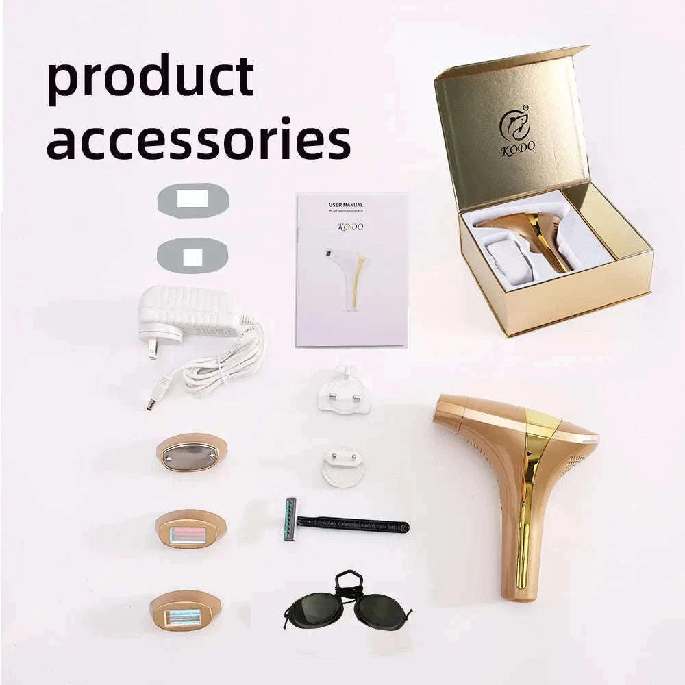 IPL Laser Hair Removal Device with Ice Cooling, 4-in-1 Face & Body-golden / JP / China Mainland